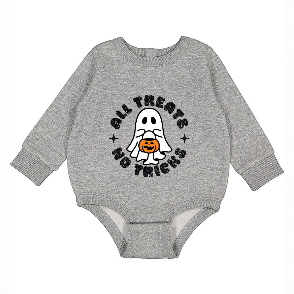 All Treats No Tricks Ghost Glitter - Infant Fleece BodySuit
