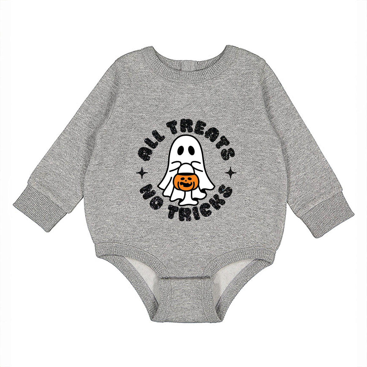 All Treats No Tricks Ghost Glitter - Infant Fleece BodySuit