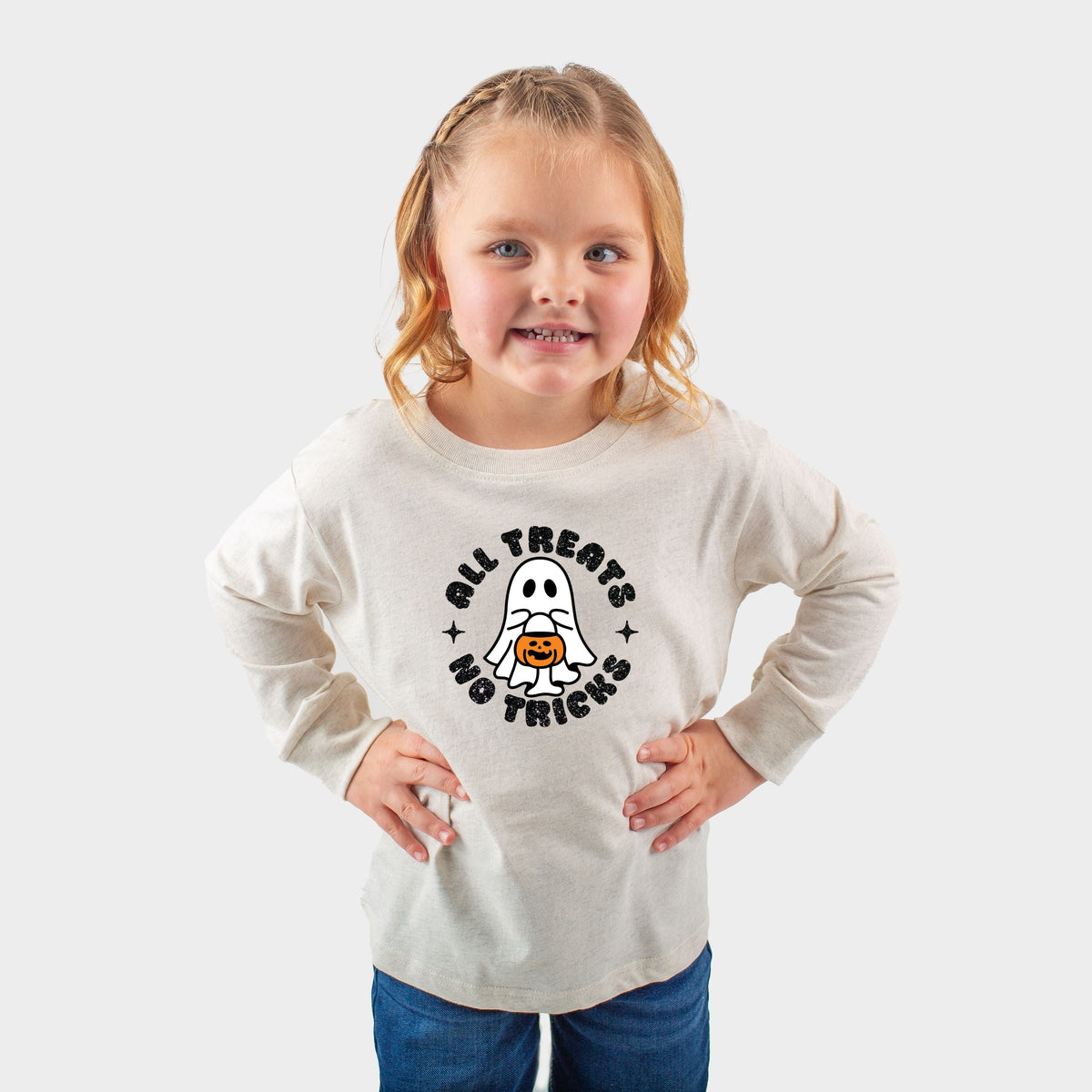 All Treats No Tricks Ghost Glitter - Toddler Long Sleeve product image 7