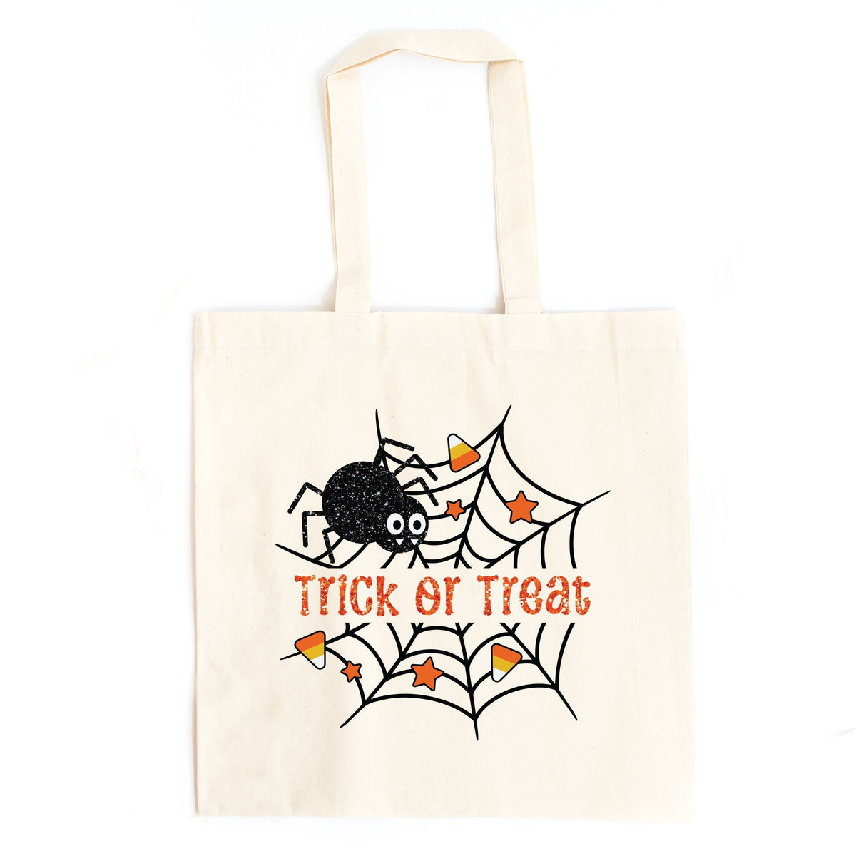Trick or Treat Spiderweb Glitter - Canvas Tote