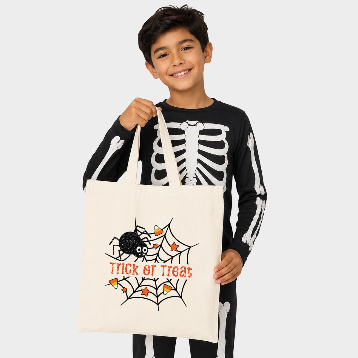Trick or Treat Spiderweb Glitter - Canvas Tote