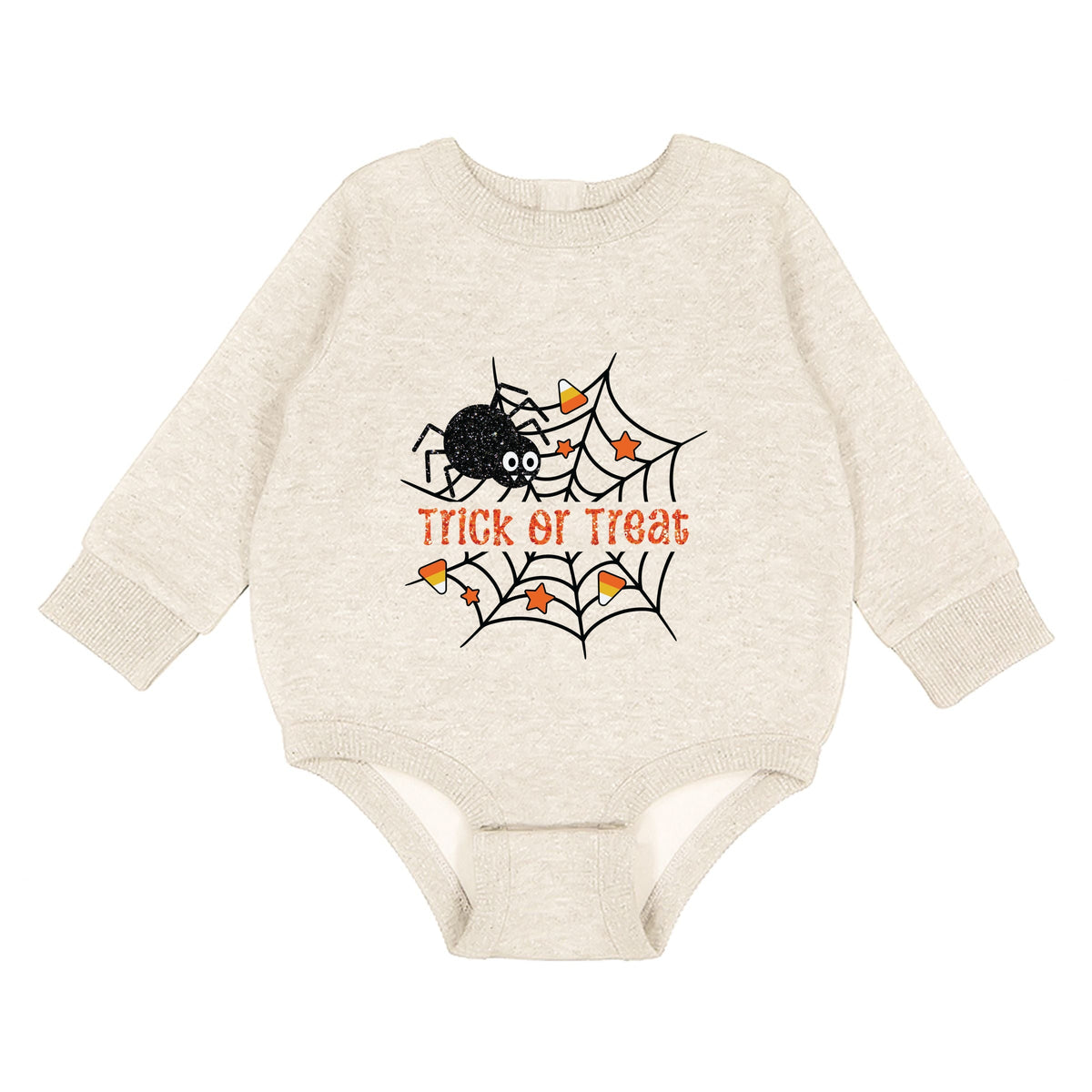 Trick or Treat Spiderweb Glitter - Infant Fleece BodySuit