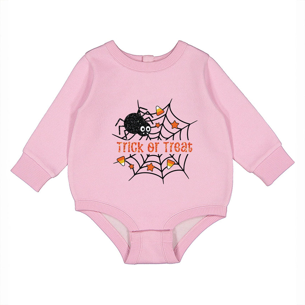 Trick or Treat Spiderweb Glitter - Infant Fleece BodySuit