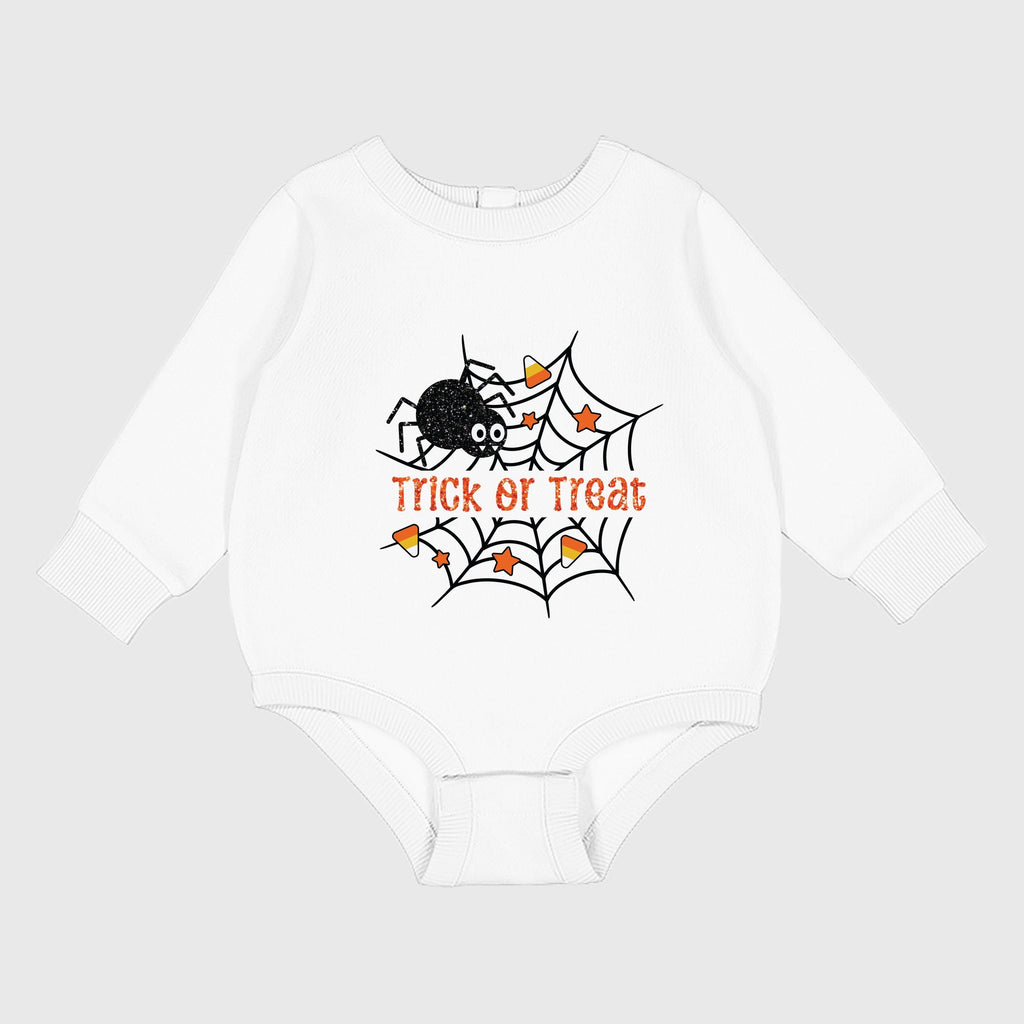 Trick or Treat Spiderweb Glitter - Infant Fleece BodySuit