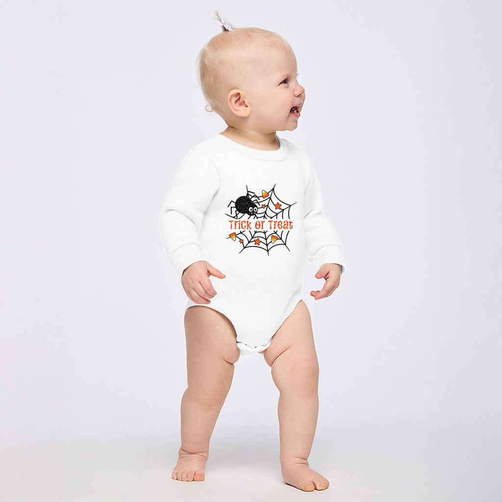 Trick or Treat Spiderweb Glitter - Infant Fleece BodySuit