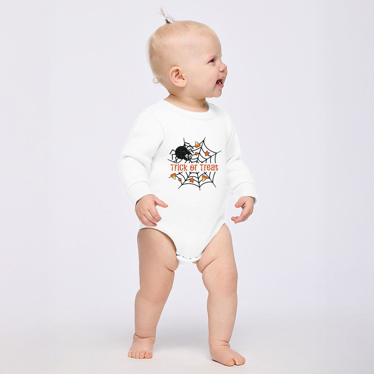 Trick or Treat Spiderweb Glitter - Infant Fleece BodySuit
