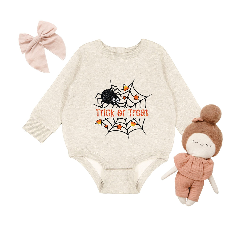 Trick or Treat Spiderweb Glitter - Infant Fleece BodySuit