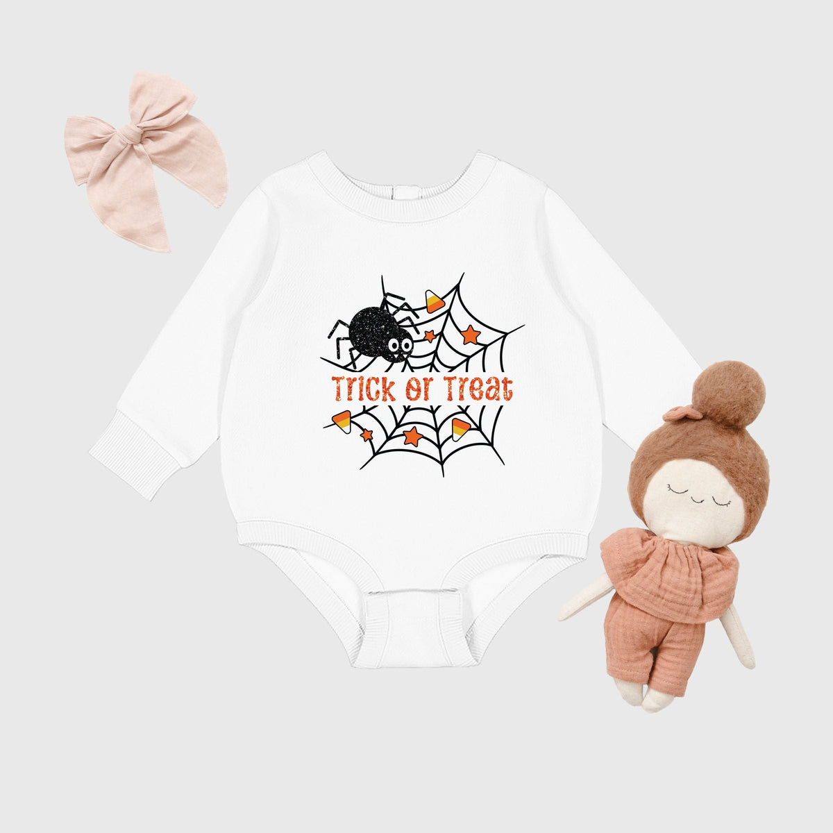 Trick or Treat Spiderweb Glitter - Infant Fleece BodySuit
