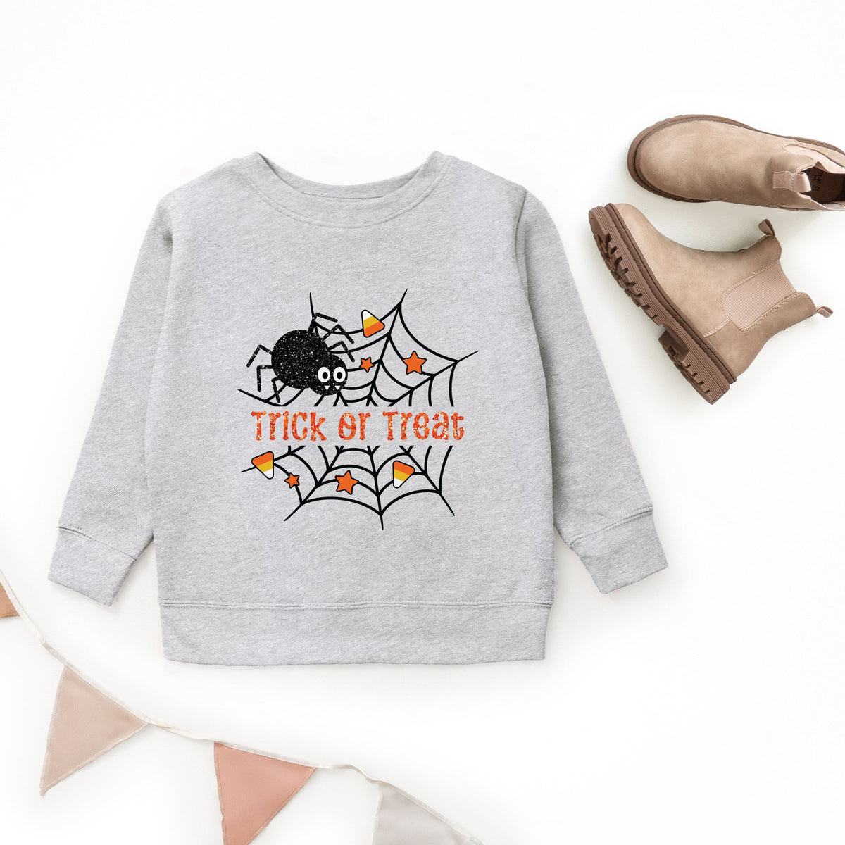 Trick or Treat Spiderweb Glitter - Youth Graphic Sweatshirt product image 3