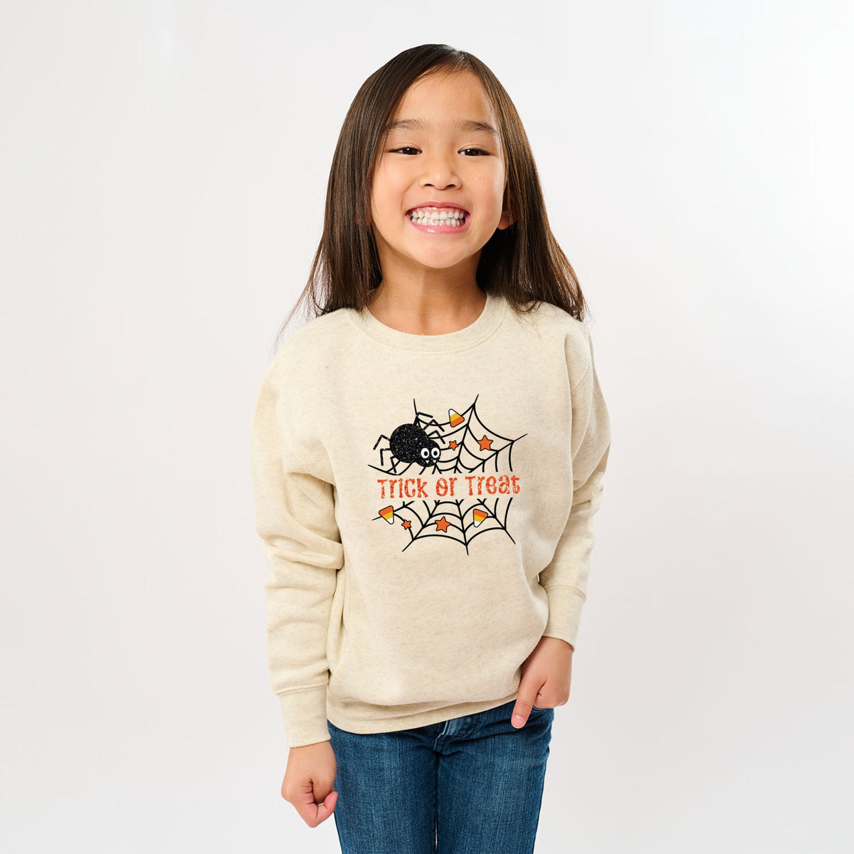 Trick or Treat Spiderweb Glitter - Youth Graphic Sweatshirt product image 5