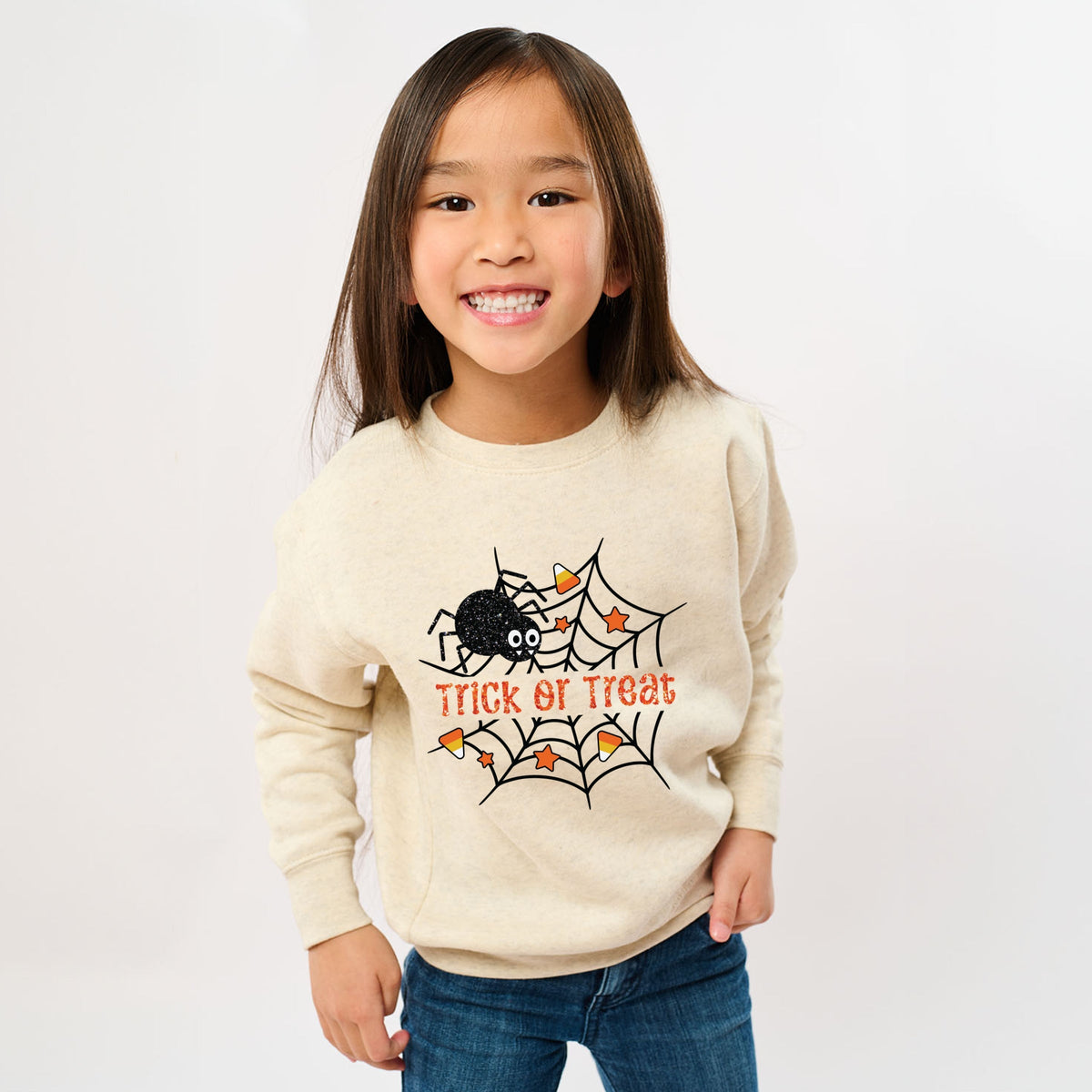Trick or Treat Spiderweb Glitter - Youth Graphic Sweatshirt product image 4