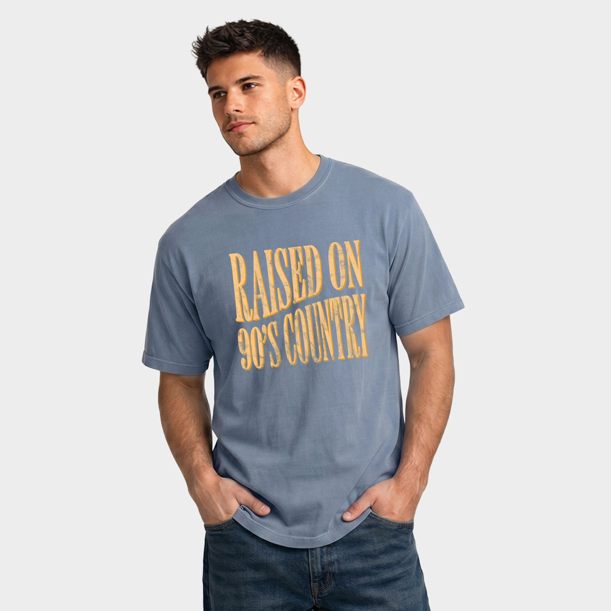 Raised on 90s Country Distressed - Men's Garment Dyed product image 2
