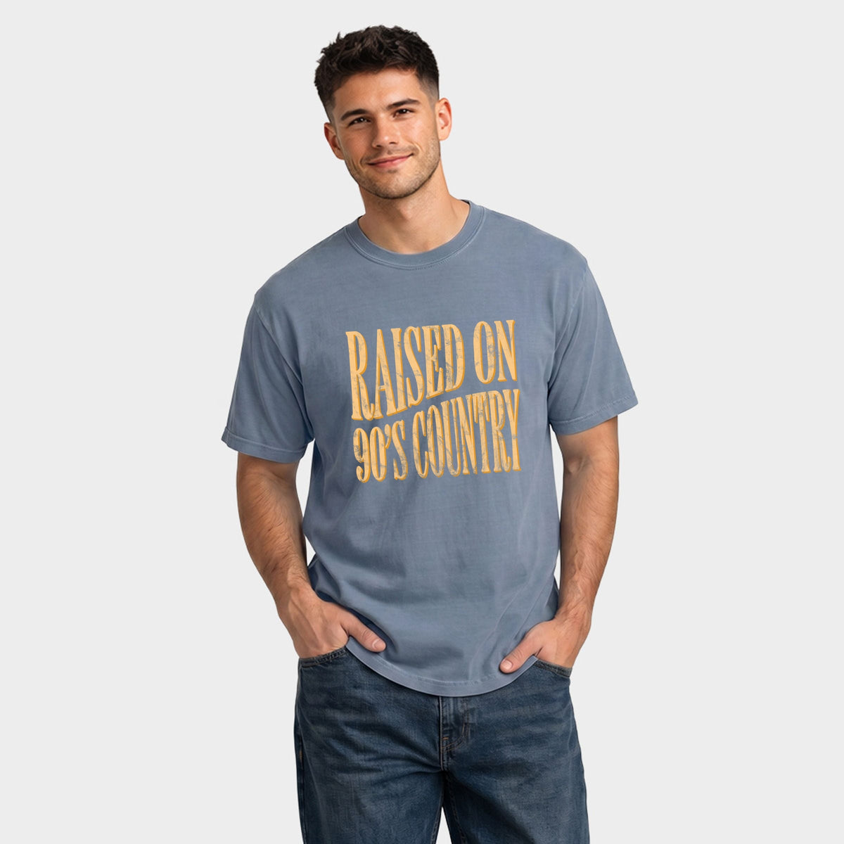 Raised on 90s Country Distressed - Men's Garment Dyed product image 1