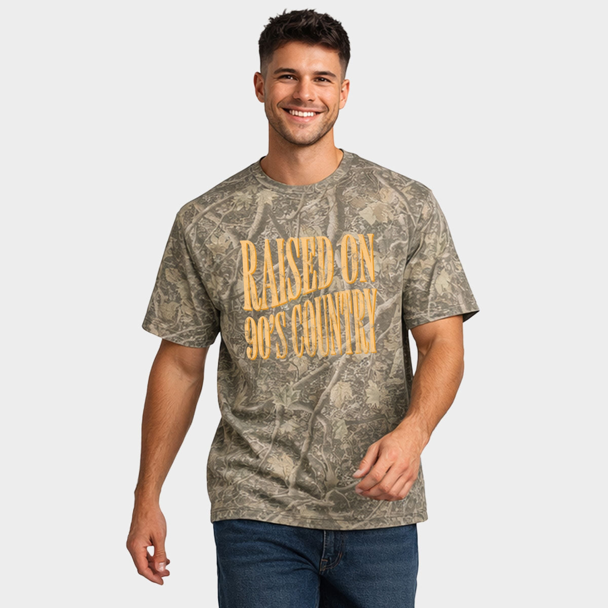 Raised on 90s Country Distressed - Men's Heavyweight Camo product image 1