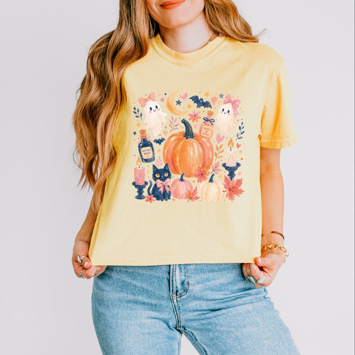 Coquette Halloween Floral - Women's Boxy Crop Top Graphic product image 2