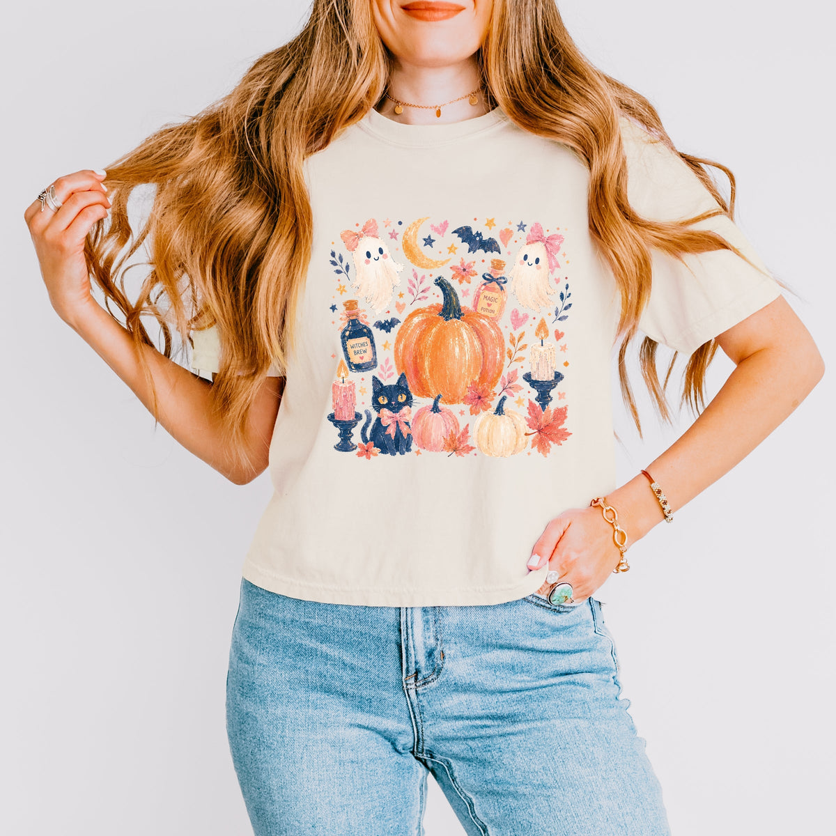 Coquette Halloween Floral - Women's Boxy Crop Top Graphic product image 4