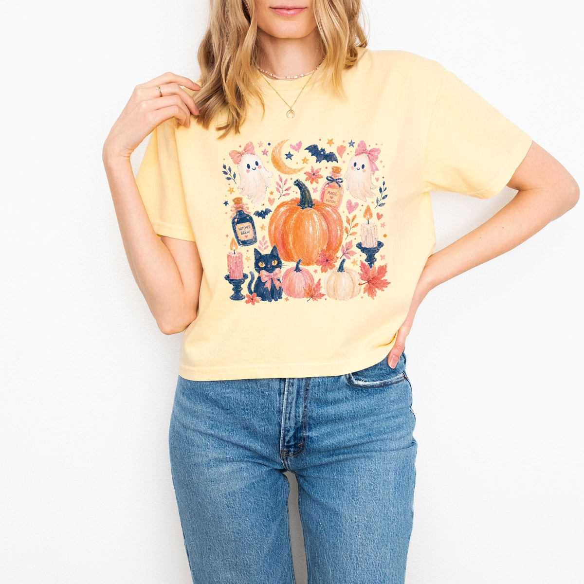 Coquette Halloween Floral - Women's Boxy Crop Top Graphic product image 1
