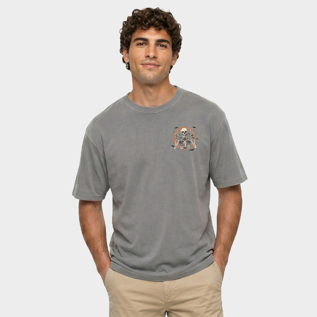 Peace Sign Skeleton - Men's Garment Dyed Graphic T-Shirt product image 1