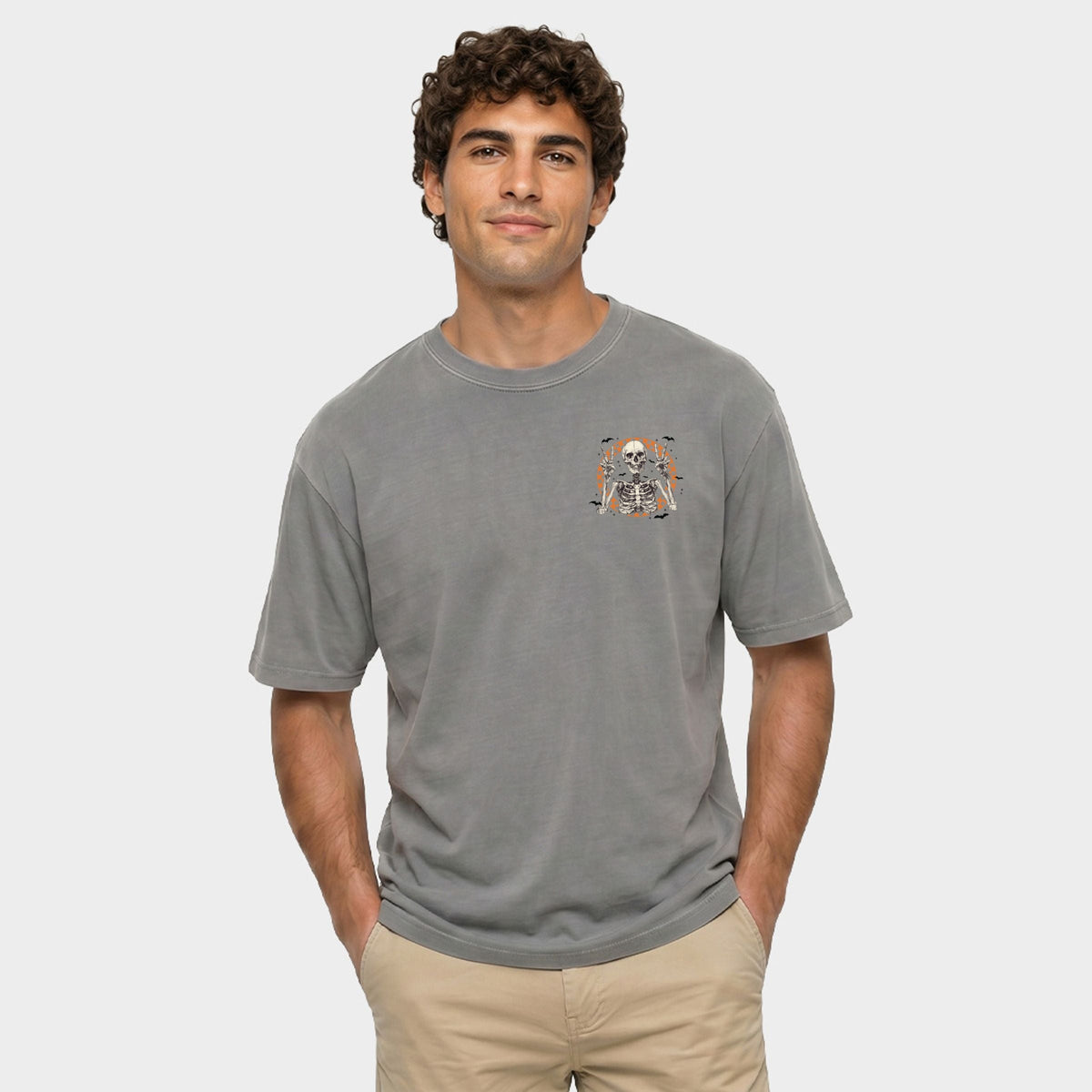 Peace Sign Skeleton - Men's Garment Dyed Graphic T-Shirt product image 1