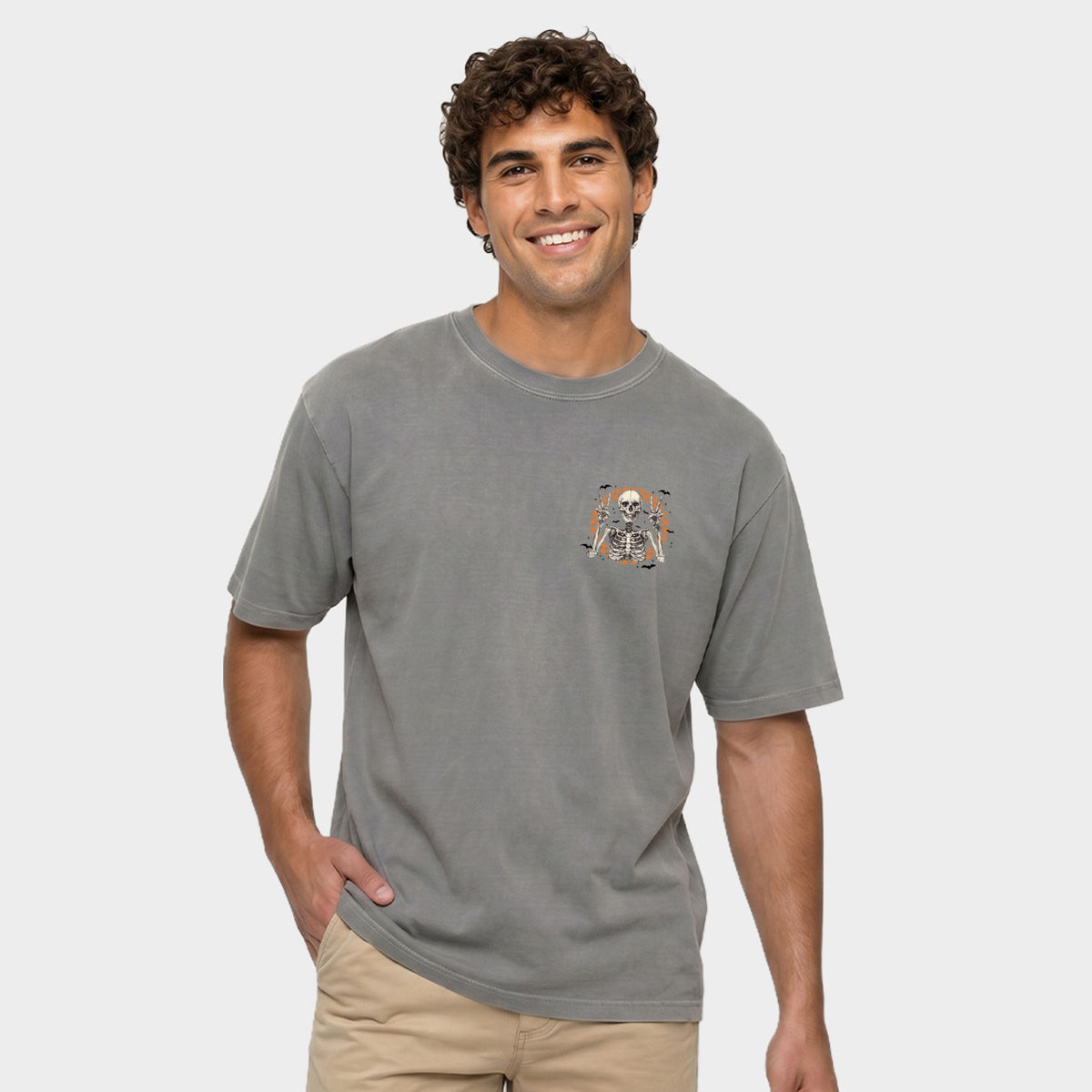 Peace Sign Skeleton - Men's Garment Dyed Graphic T-Shirt product image 2