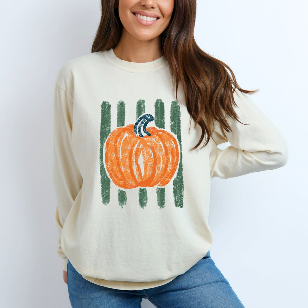 Pumpkin Stripes Distressed - Women's Garment Dyed Long product image 10