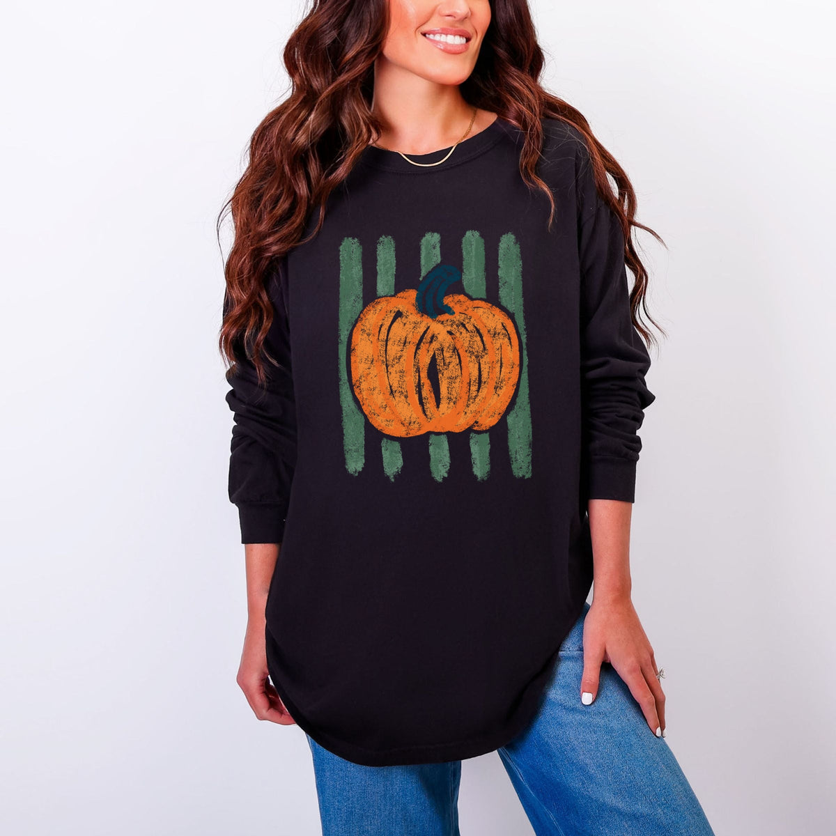 Pumpkin Stripes Distressed - Women's Garment Dyed Long product image 4