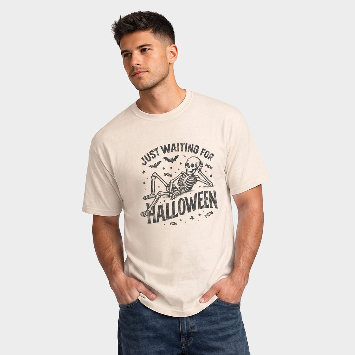 Just Waiting For Halloween Skeleton - Men's Garment Dyed product image 5