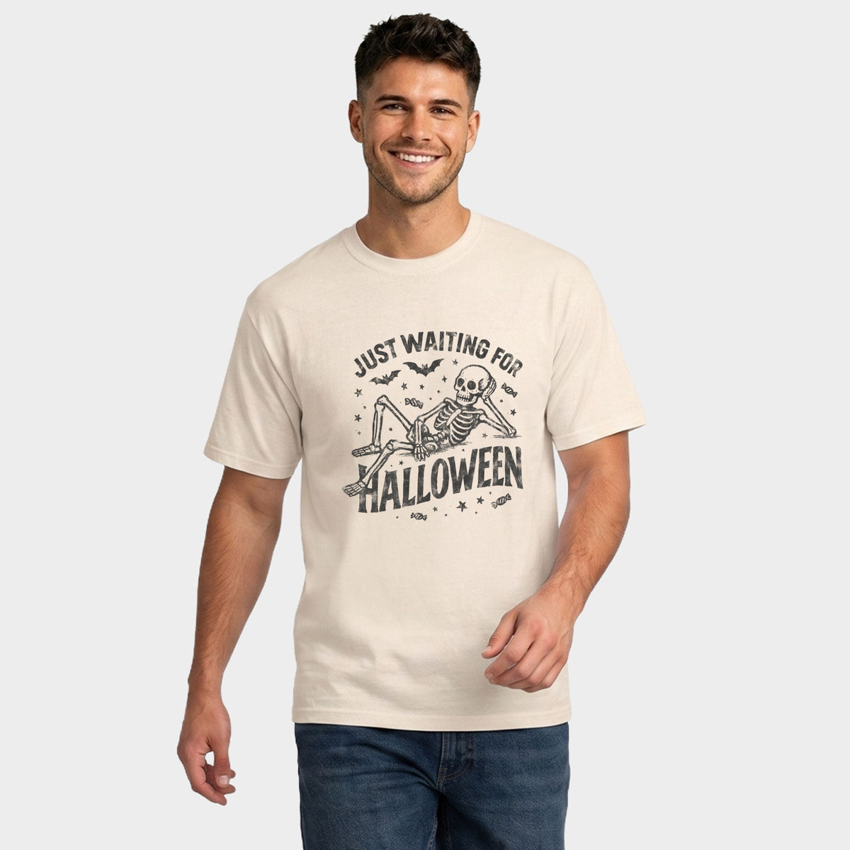 Just Waiting For Halloween Skeleton - Men's Garment Dyed product image 4