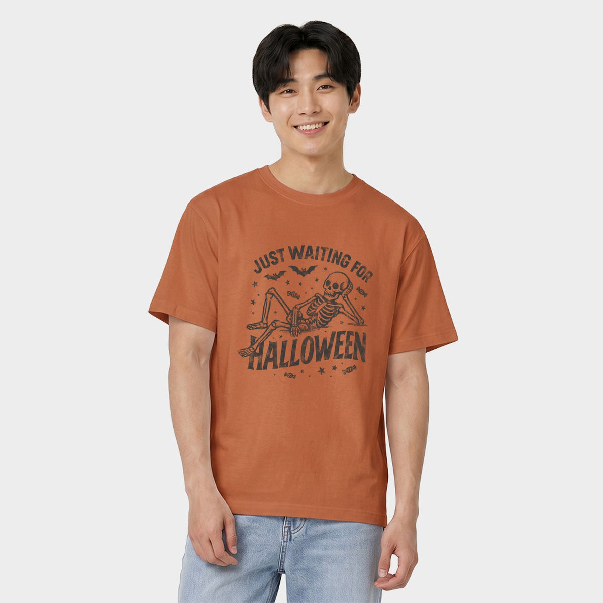 Just Waiting For Halloween Skeleton - Men's Garment Dyed product image 1