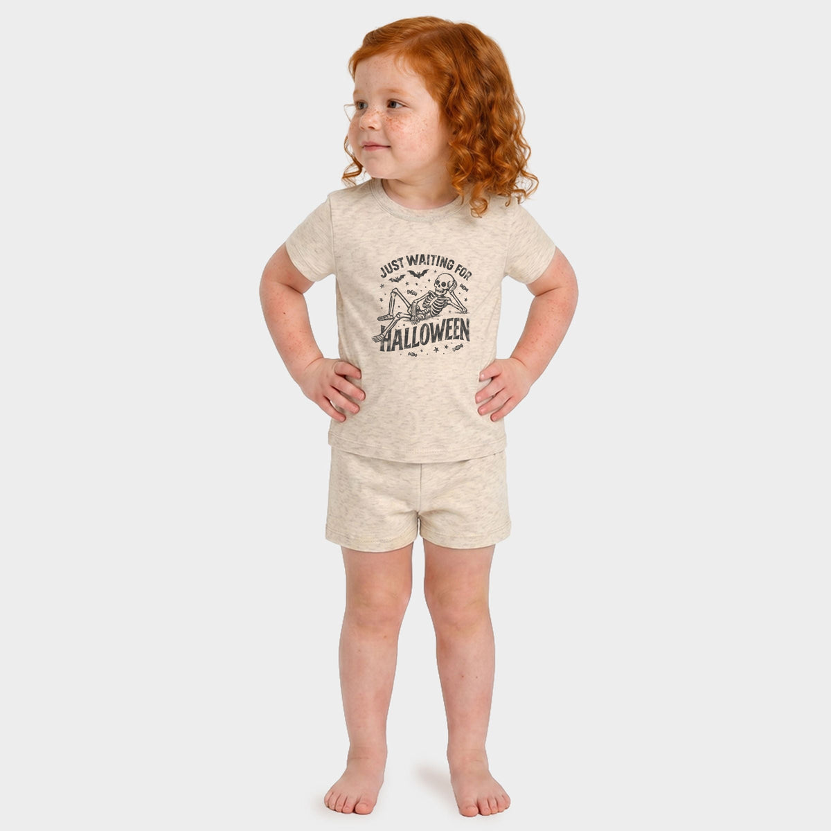 Just Waiting For Halloween Skeleton - Toddler Crew Shorts product image 1