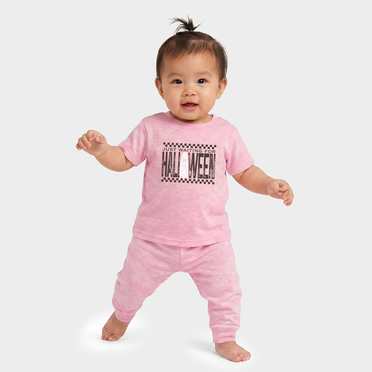 Just Waiting For Halloween Checkered - Infant Jogger Pant Crew Set of 2