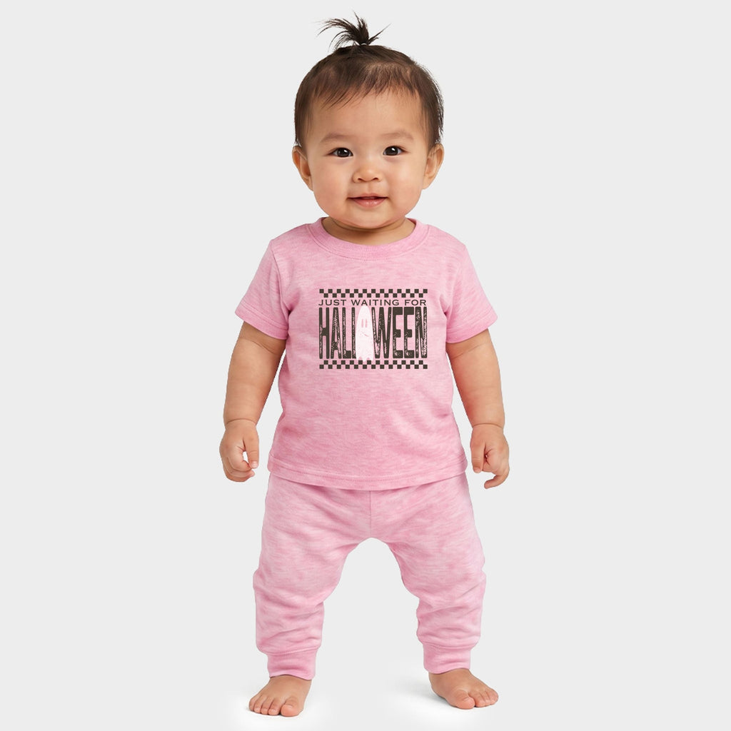 Just Waiting For Halloween Checkered - Infant Jogger Pant Crew Set of 2