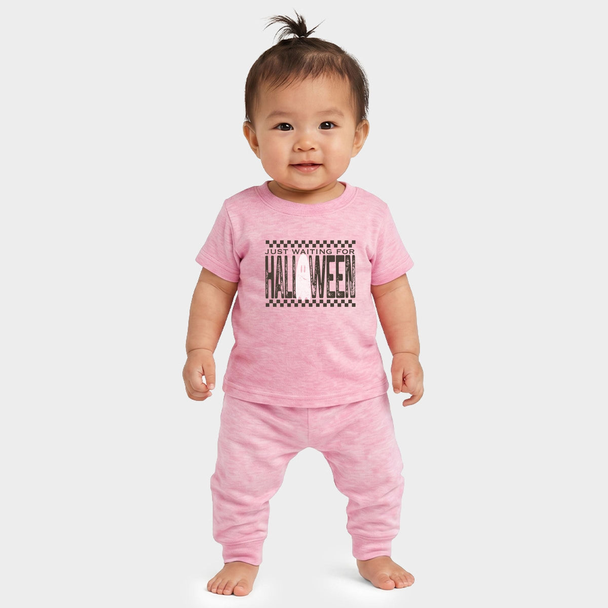 Just Waiting For Halloween Checkered - Infant Jogger Pant Crew Set of 2