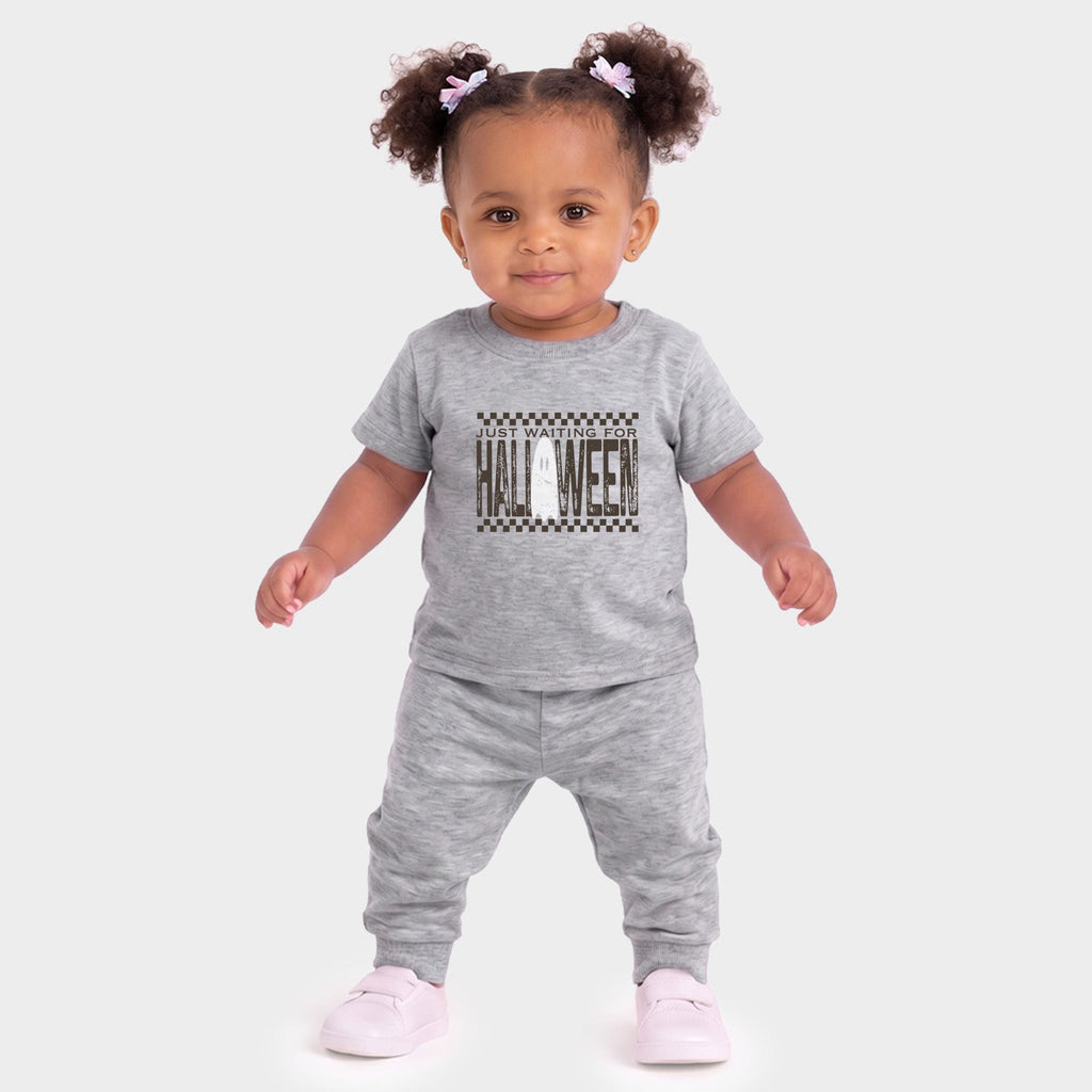 Just Waiting For Halloween Checkered - Infant Jogger Pant Crew Set of 2