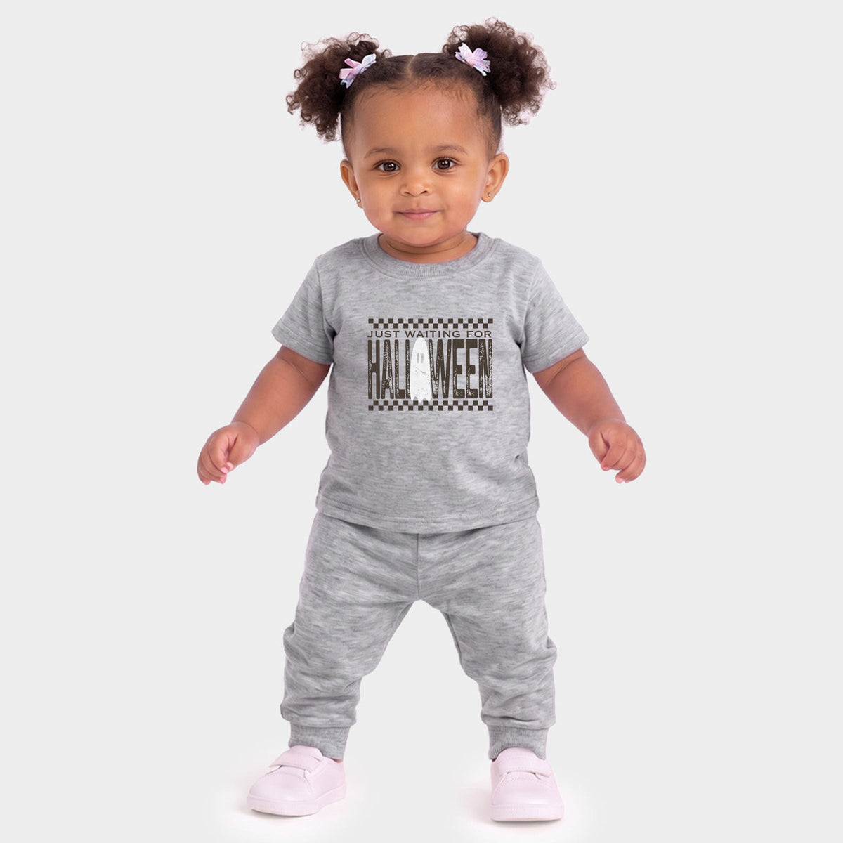 Just Waiting For Halloween Checkered - Infant Jogger Pant Crew Set of 2