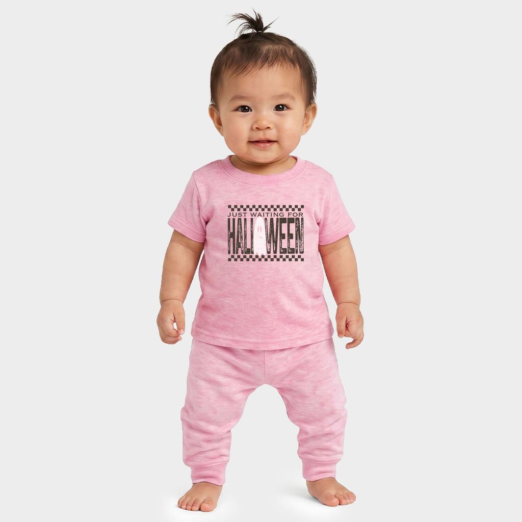 Just Waiting For Halloween Checkered - Infant Jogger Pant Crew Set of 2