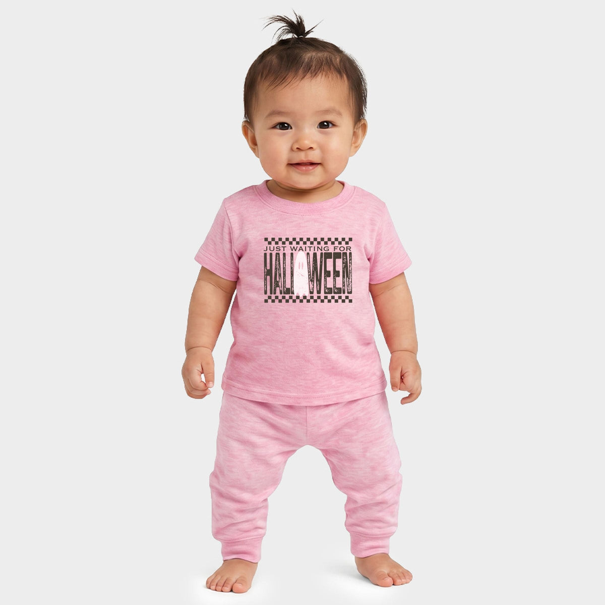 Just Waiting For Halloween Checkered - Infant Jogger Pant Crew Set of 2