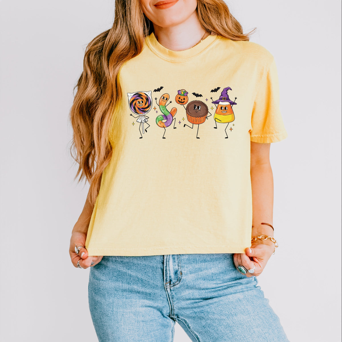 Candy Stick Figures - Women's Boxy Crop Top Graphic T-Shirt product image 4