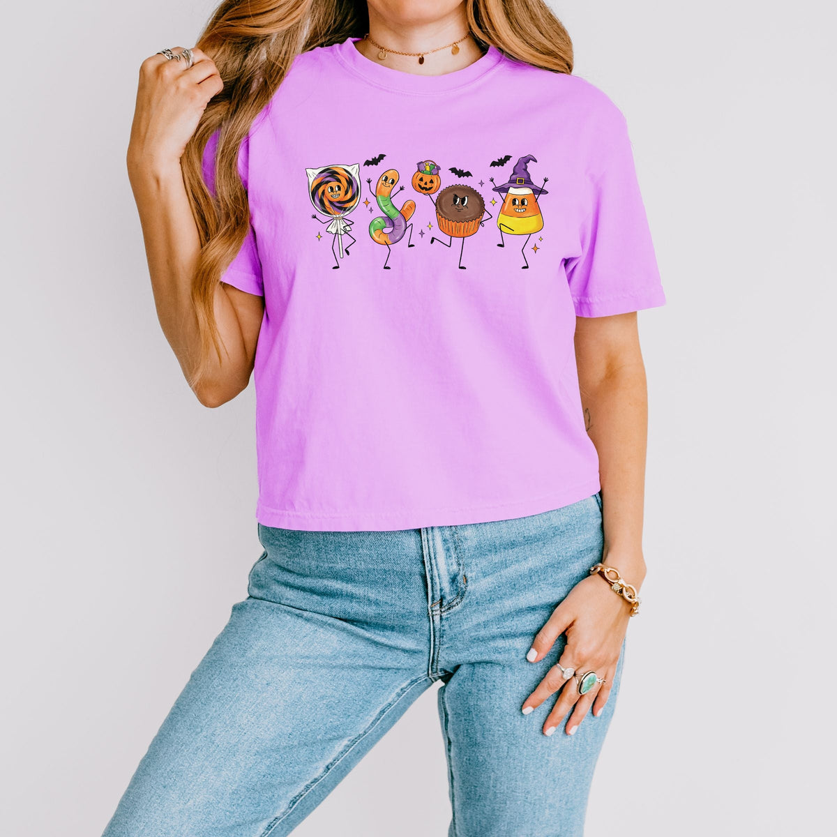 Candy Stick Figures - Women's Boxy Crop Top Graphic T-Shirt product image 1