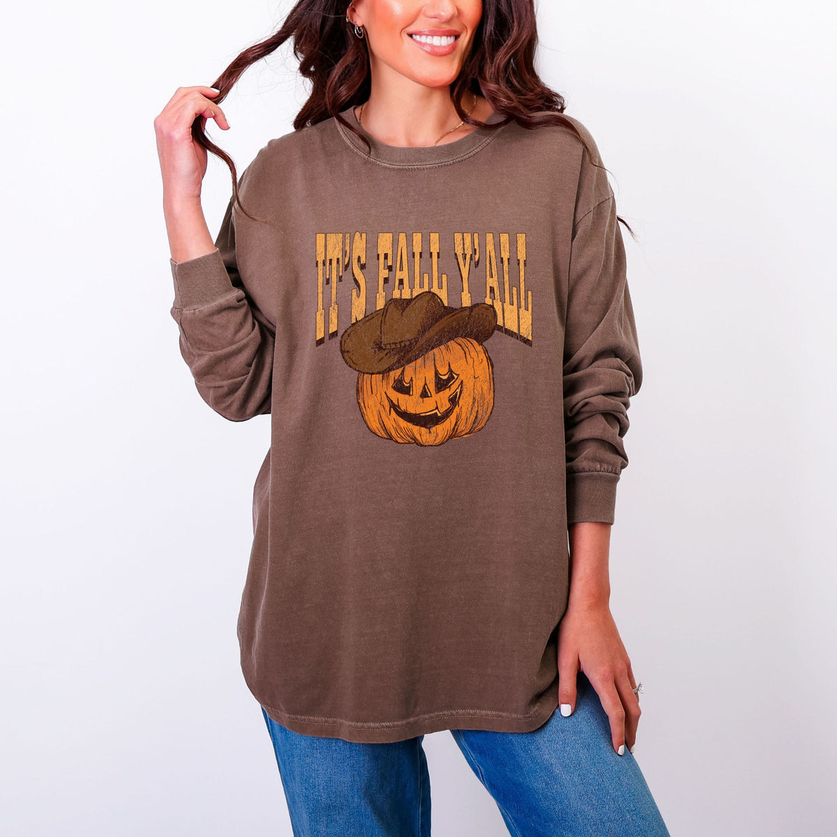 It's Fall Y'all Jack-O-Lantern - Women's Garment Dyed Long product image 1
