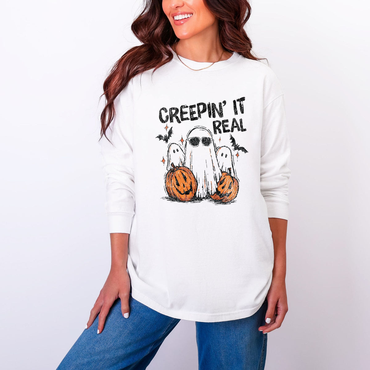 Creepin it Real Ghosts - Women's Garment Dyed Long Sleeve product image 1