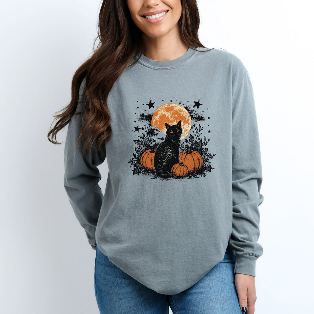 Black Cat Pumpkins - Women's Garment Dyed Long Sleeve product image 1