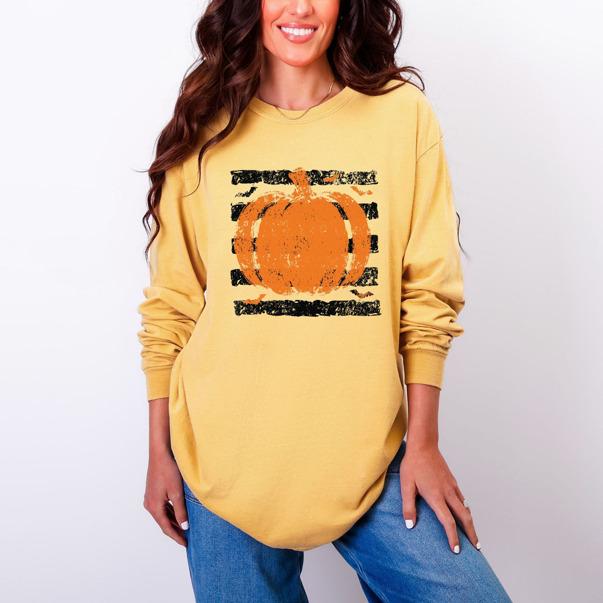 Pumpkin Stripes Bats - Women's Garment Dyed Long Sleeve product image 11
