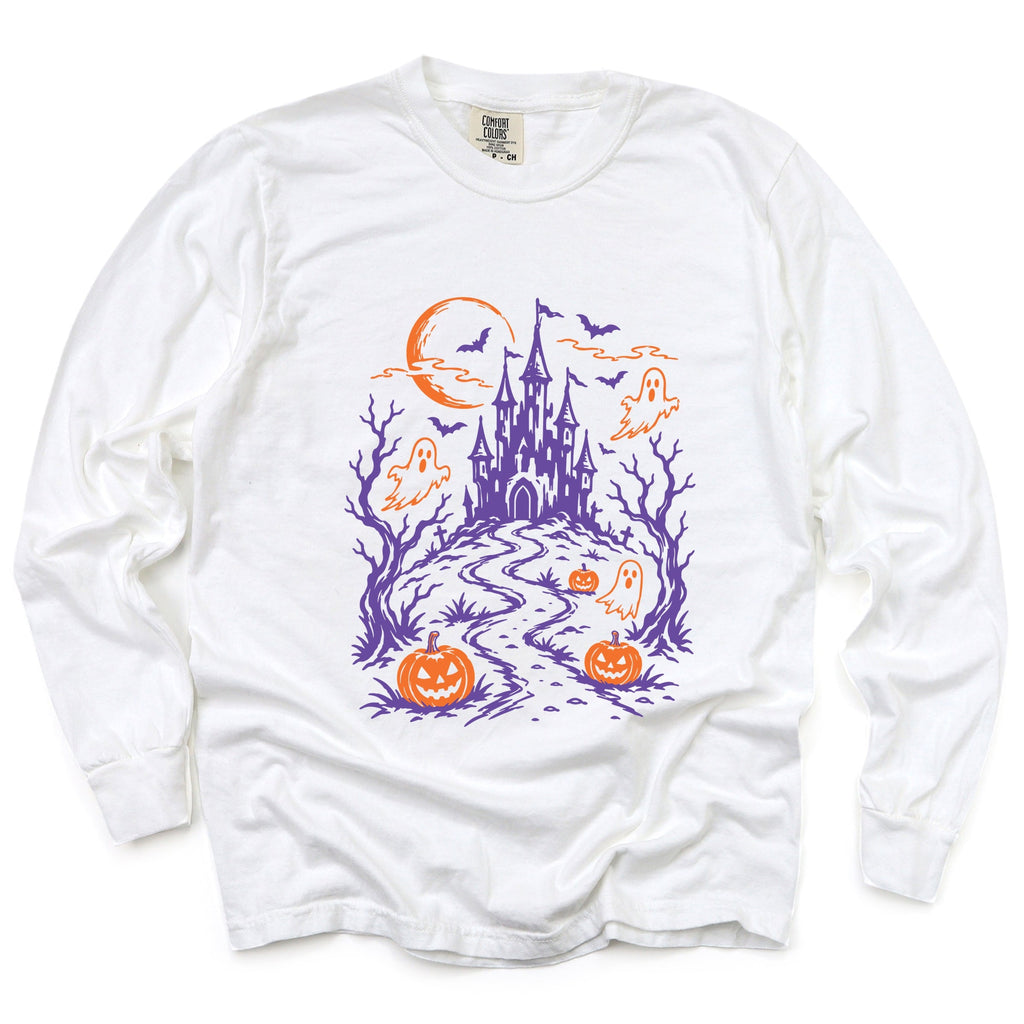 Haunted House - Women's Garment Dyed Long Sleeve Graphic product image 2