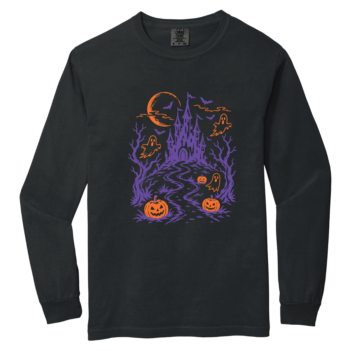 Haunted House - Women's Garment Dyed Long Sleeve Graphic product image 4