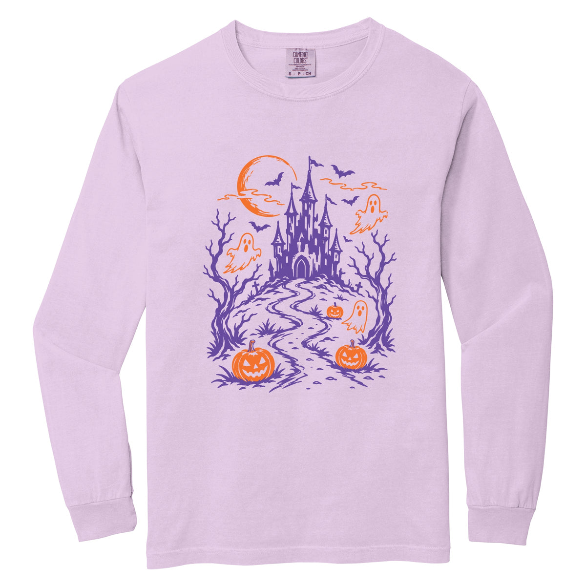 Haunted House - Women's Garment Dyed Long Sleeve Graphic product image 7