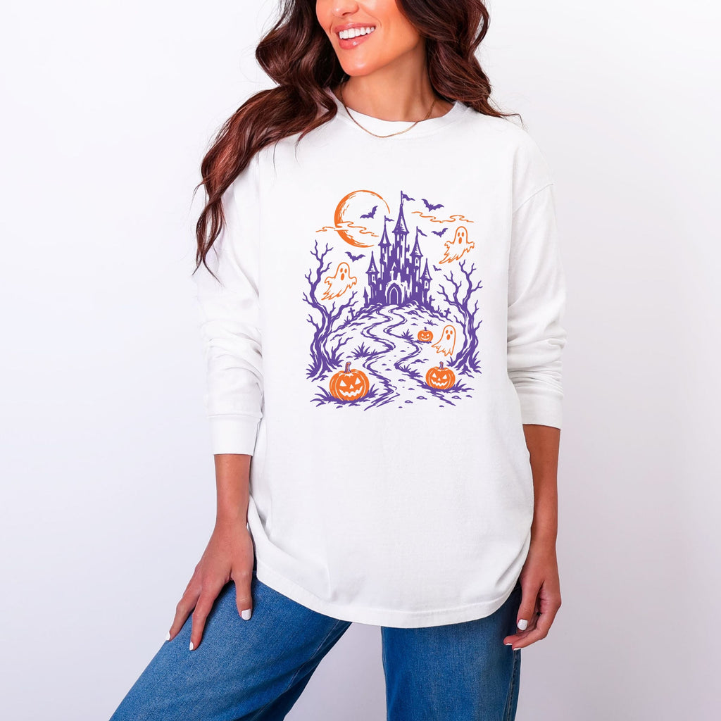 Haunted House - Women's Garment Dyed Long Sleeve Graphic product image 10