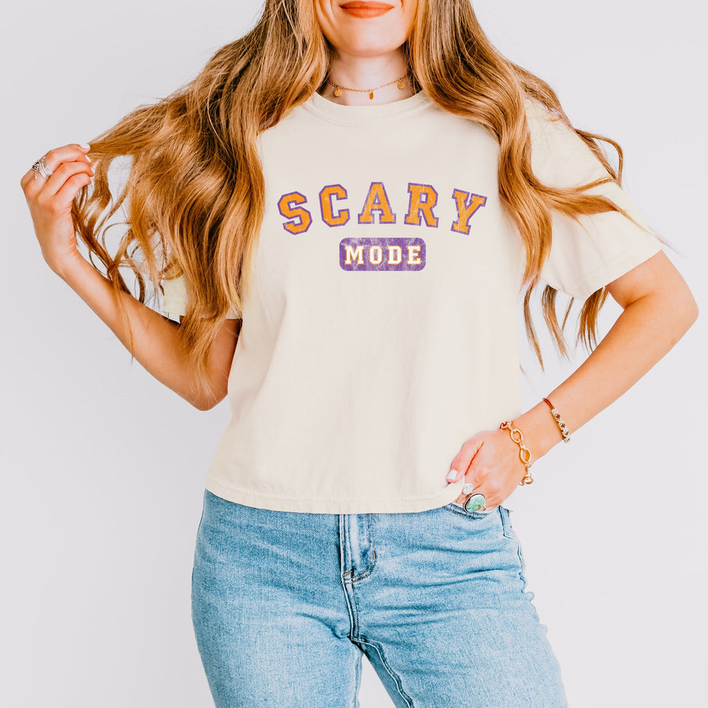 Scary Mode - Women's Boxy Crop Top Graphic T-Shirt product image 3