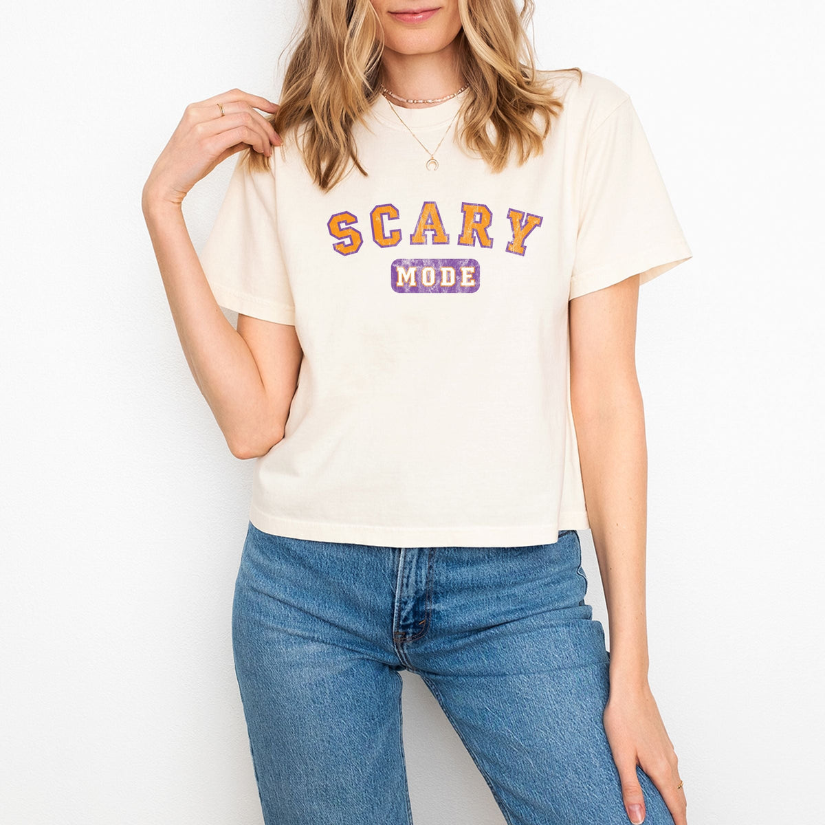 Scary Mode - Women's Boxy Crop Top Graphic T-Shirt product image 9