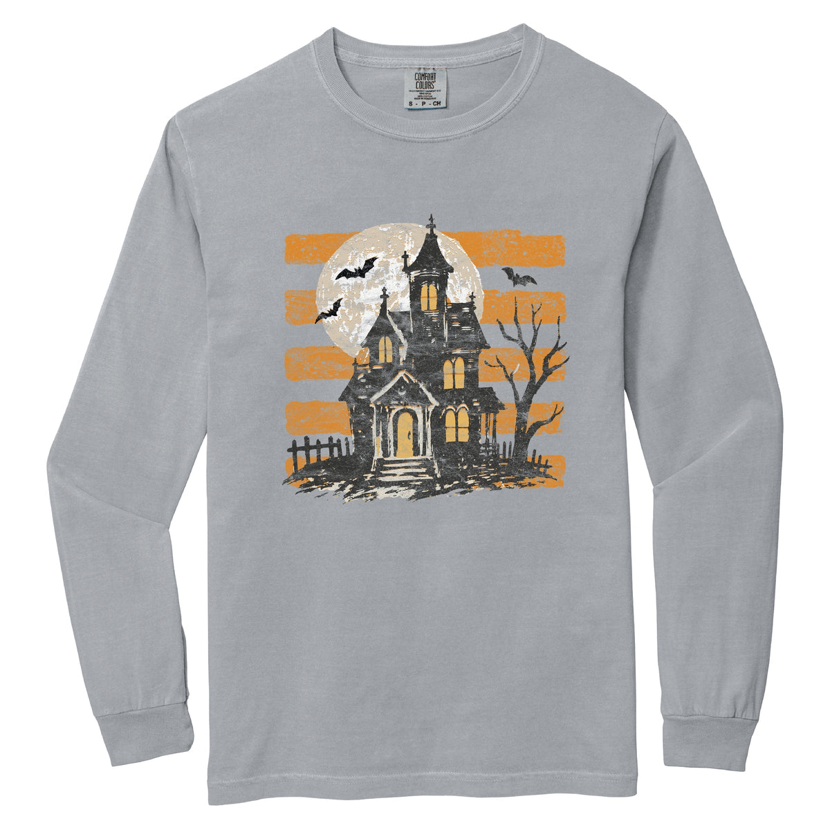 Haunted House Orange Stripes - Women's Garment Dyed Long product image 2